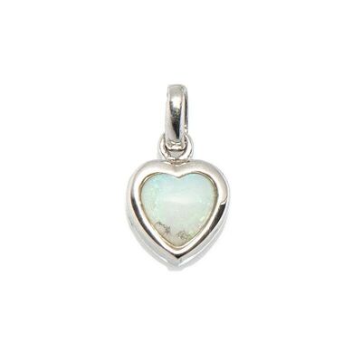 Heart pendant with natural white opal, in rhodium-plated silver 925/1000 - 01876POZ