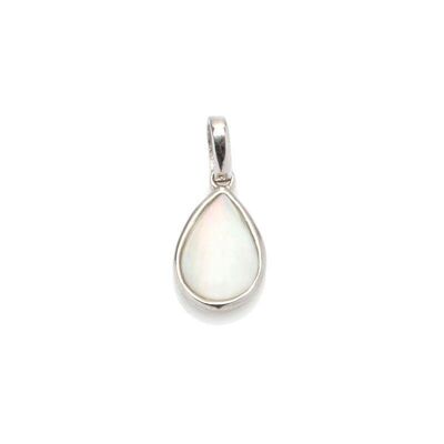 Colgante con gota de ópalo australiano blanco natural, en plata rodiada 925/1000 - 04108POZ