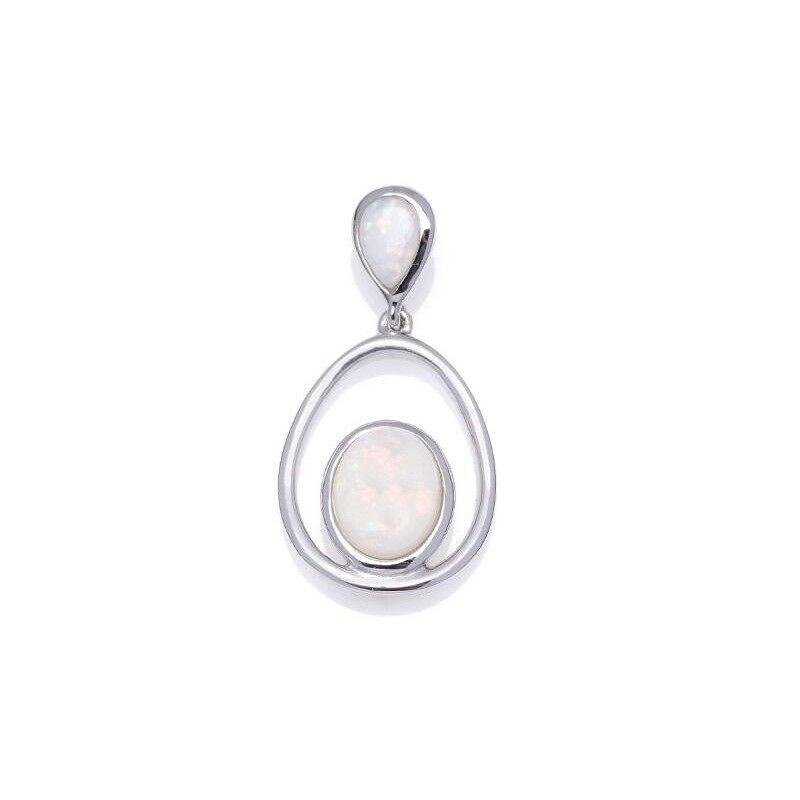 Ciondolo con opale bianco, in argento 925/1000 rodiato, altezza 2,8 cm - 05092POZ