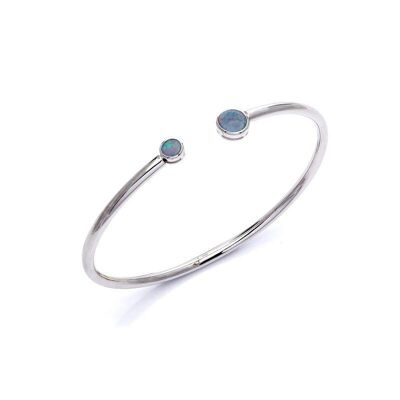 Bracelet avec opale bleue doublet d'Australie ronde, en argent rhodié 925/1000 - 05105BO
