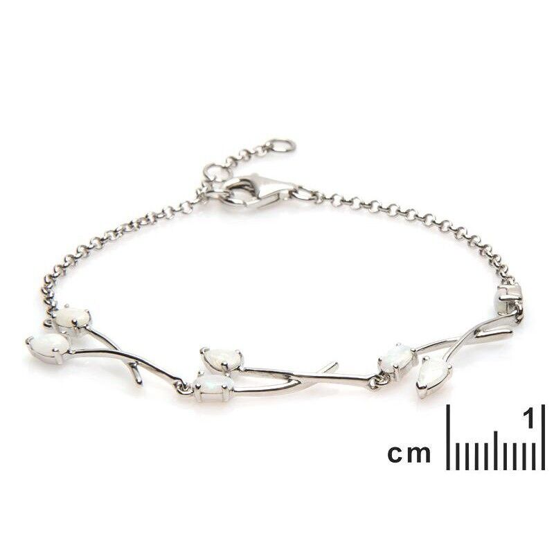 Bracelet with white opal, in rhodium-plated silver 925/1000, length 18+1 cm - 03883BOZ