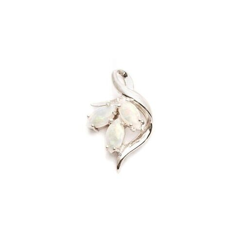 Pendentif avec opale blanche navette, en argent rhodié 925/1000, hauteur 1,8 cm - PE0025P