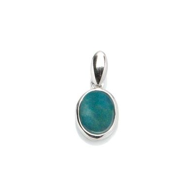 Pendant with blue opal doublet, in rhodium-plated silver 925/1000, height 1 cm - 03697PO