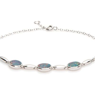 BRACCIALE DOUBLELET OPAL AUSTRALIANO IN ARGENTO ref: 03698BOA