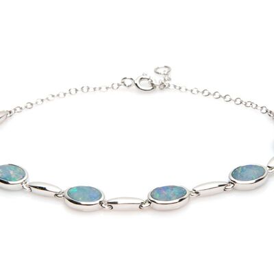 AUSTRALIAN OPAL DOUBLELET BRACELET IN SILVER ref: 03698BO