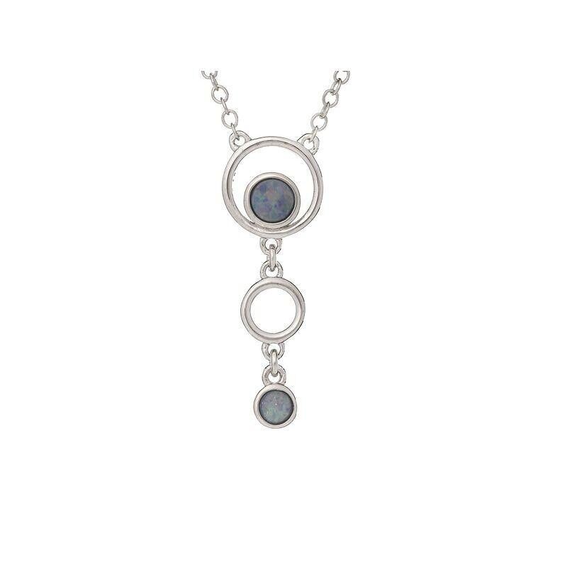 Necklace with blue opal doublet, in rhodium silver 925/1000, 42 + 3 cm - 05122NO