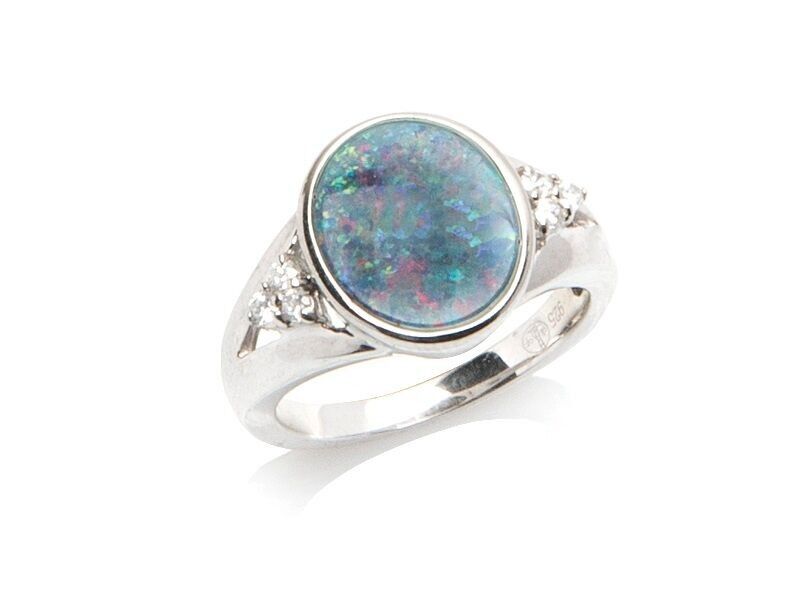 AUSTRALIAN OPAL RING DOUBLE IN SILBER ref: 02285RO
