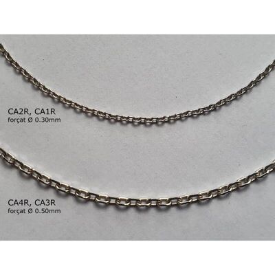 Catena in argento rodiato 925/1000 forza 0,30, lunghezza 45+3cm - CA1R