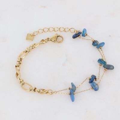 Galenisches goldenes Armband mit blauem Achatstein