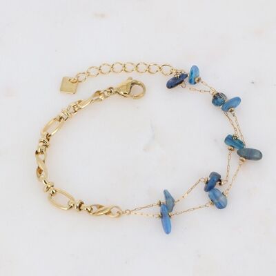 Bracciale Galeno dorato con pietra Agata Blu