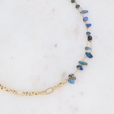 Goldene Galen-Halskette mit blauem Achatstein