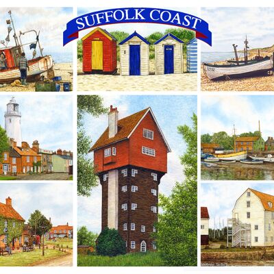 Postkarte, Multi-Bild Küste von Suffolk.