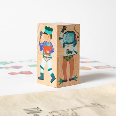 Cubes Puzzle Montessori - les métiers
