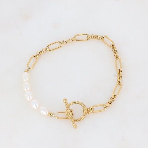 Bracelet Yüna doré avec perles d'eau douce