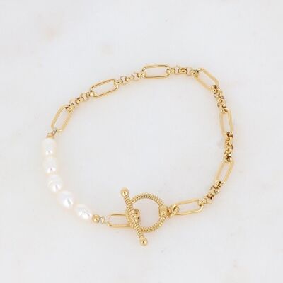 Yüna golden bracelet with freshwater pearls
