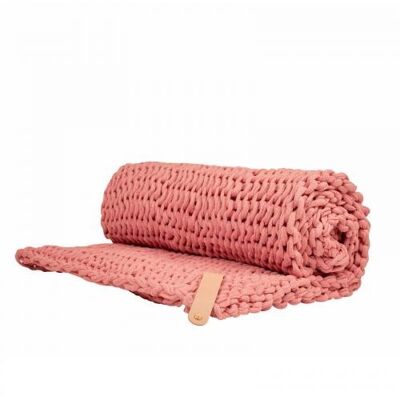 Chunky Knit blanket Juna, vegan pink 80x130cm