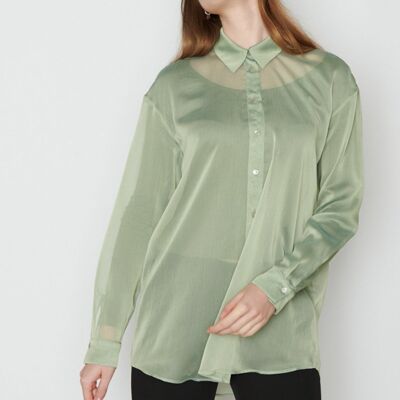 Camisa Blusa Suelta Verde Suave - Polvo