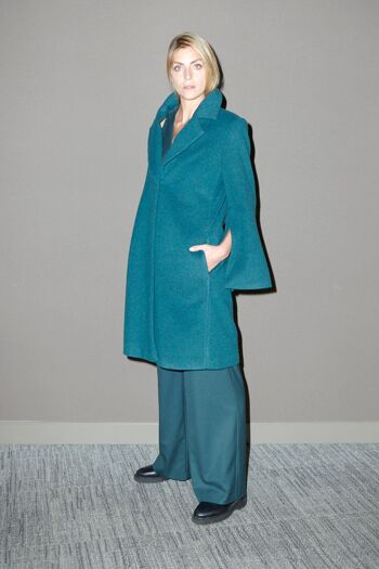Manteau couleur coupe kimono - Pétrole 3