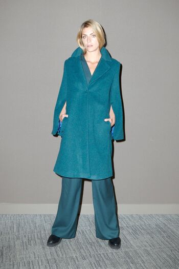 Manteau couleur coupe kimono - Pétrole 5