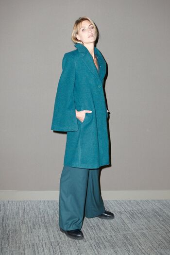 Manteau couleur coupe kimono - Pétrole 6
