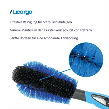 64x brosses pour jantes pour un nettoyage en douceur en profondeur dans le lit de la jante - brosse pour jantes pour un entretien efficace des jantes en acier et en aluminium - brosse pour jantes en aluminium, brosse pour jantes longue 3