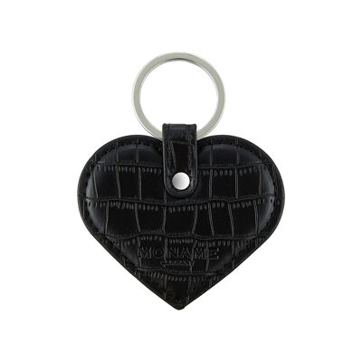 Schlüsselanhänger Herz Crocoleder | Schwarz