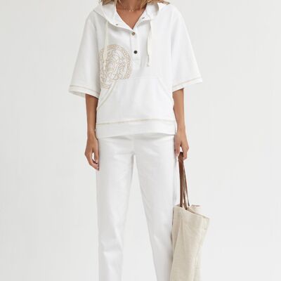 (8402-CASMIR) Mom-Fit-Twill-Jeans in Weiß