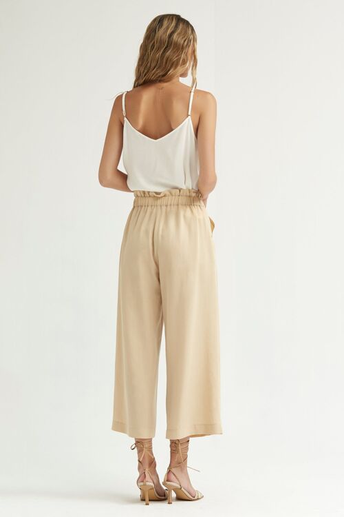 (8411-HUMIO) Lyocell twill paperbag trousers
