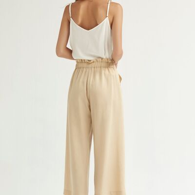 (8411-HUMIO) Lyocell twill paperbag trousers