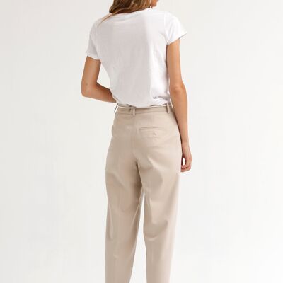 (8423-GEJON) Pantalón de algodón elástico con detalle de costura