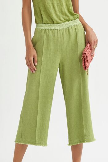 (8455-BAEBO) Culotte-culotte en lin rustique avec poches 3
