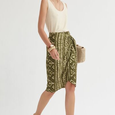 (8460-MELBIN) Bicolor ethnic sarong skirt