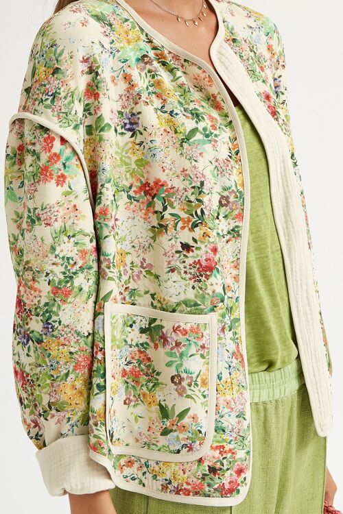 (8467-BURRIO) Reversible floral print viscose  jacket