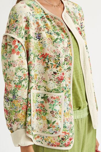 (8467-BURRIO) Veste réversible en viscose à imprimé fleuri 1