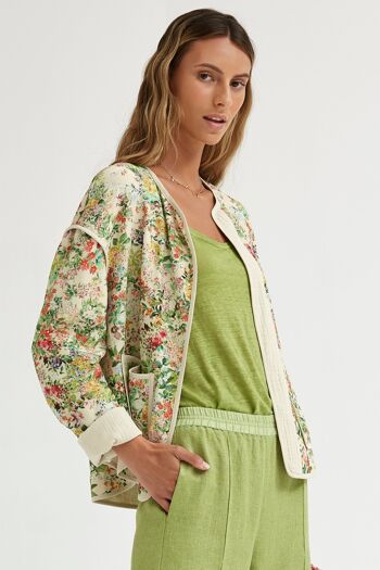 (8467-BURRIO) Veste réversible en viscose à imprimé fleuri 2