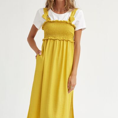 (8469-TERMO) Textured viscose dress with t-shirt amarillo