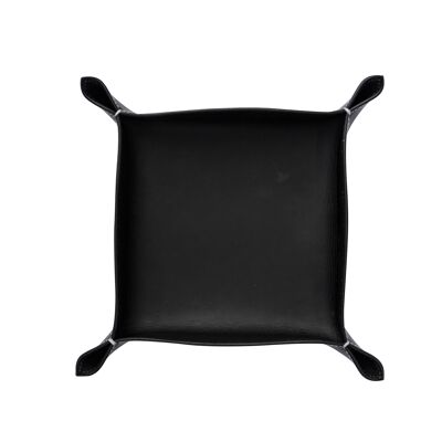 Leather bowl pocket empty Corium 20 x 20 cm, black