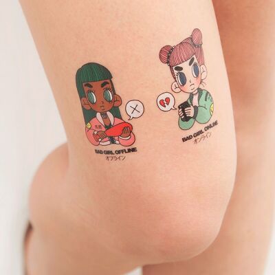 BAD GIRL ONLINE/OFFLINE Tattoo (Pack of 2)