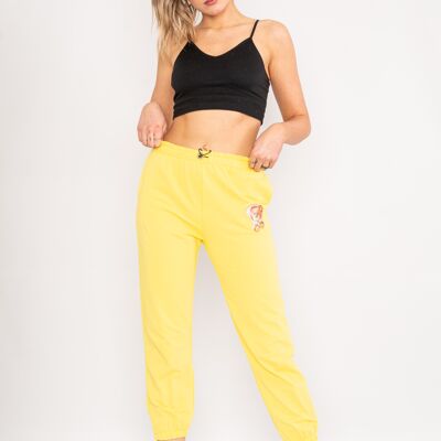 Pantaloni cropped gialli a forma di orsetto con coulisse