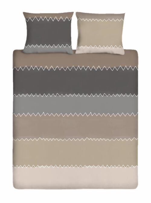 Zig Zag Taupe - 200x200/220 - Katoenen Tweepersoons Dekbedovertrek - Ten Cate