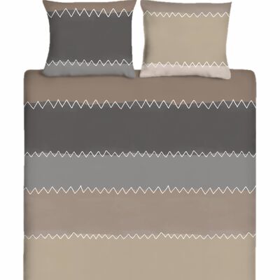 Zig Zag Taupe - 240x200/220 - Cotton Twin Duvet Cover - Ten Cate