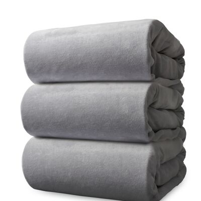 Gris - 90x200 - Drap housse en velours - Ten Cate