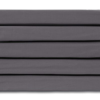 Anthracite - 140x200 - 100% Cotton Sateen Topper Fitted Sheet - Ten Cate