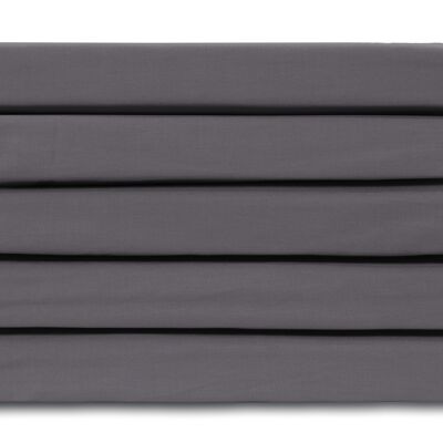 Anthracite - 90x200 - 100% Cotton Sateen Topper Fitted Sheet - Ten Cate