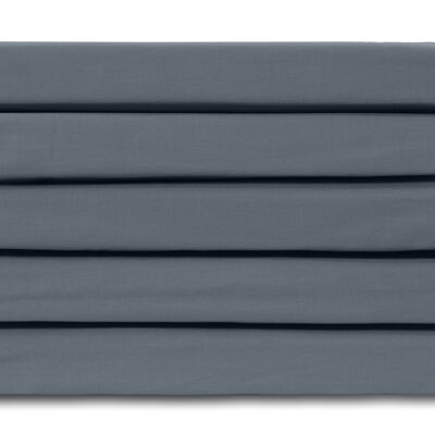 Dark Blue - 160x200 - 100% Cotton Sateen Topper Fitted Sheet - Ten Cate