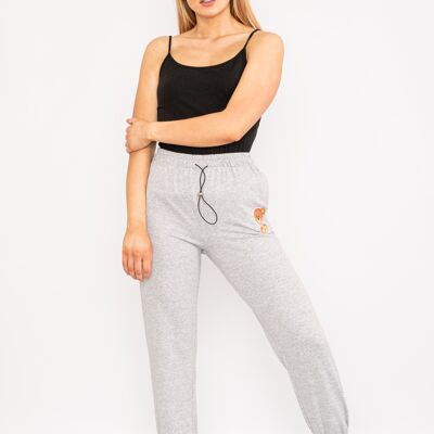 Grey drawstring teddybear cropped trousers