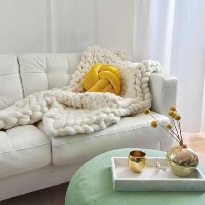 Couverture en laine Cosima Chunky Knit XL 150x203cm, blanc