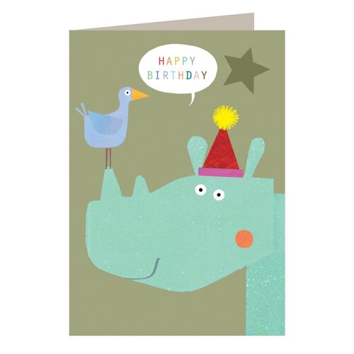 MT08 Birthday Rhino Greetings Card
