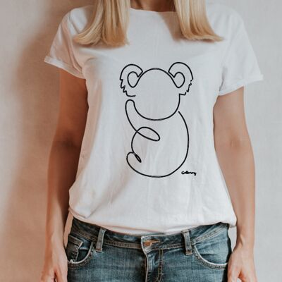 Camiseta de manga corta blanca, koala