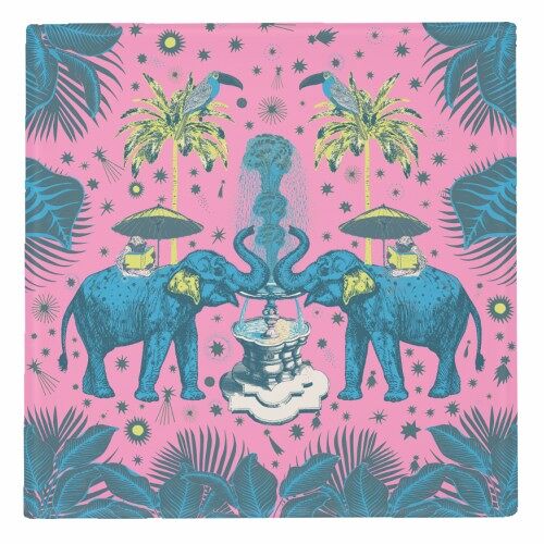 Coasters March of the Elephants - Hot Pink & Blue by Wallace